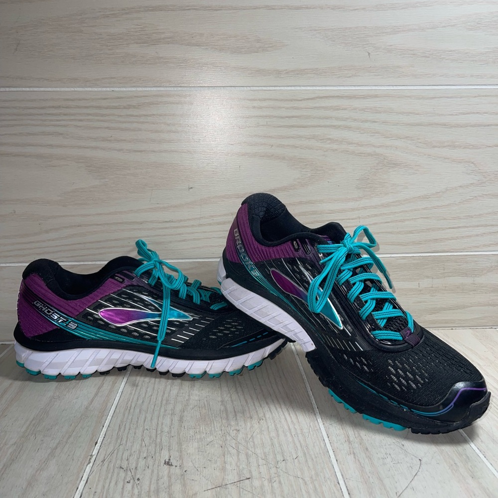 Brooks Womens Ghost 9 1202251B092 Black Purple Running Shoes Sneakers Size 9